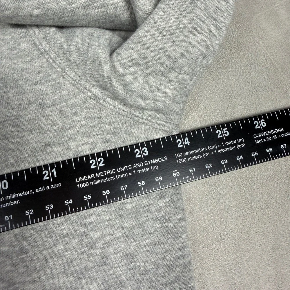 Y2K Mens Nike Spellout Embroidered Fleece Hoodie Heather Grey Large